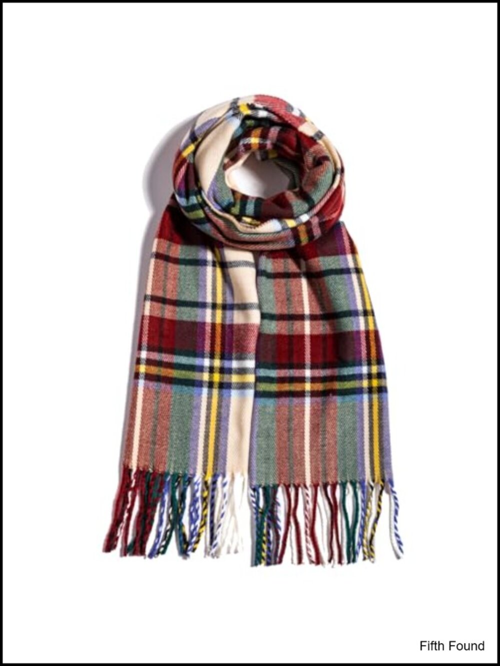 Acrylic Plaid Winter Scarf Soft Warm Lightweight Fringed Unisex 72x12